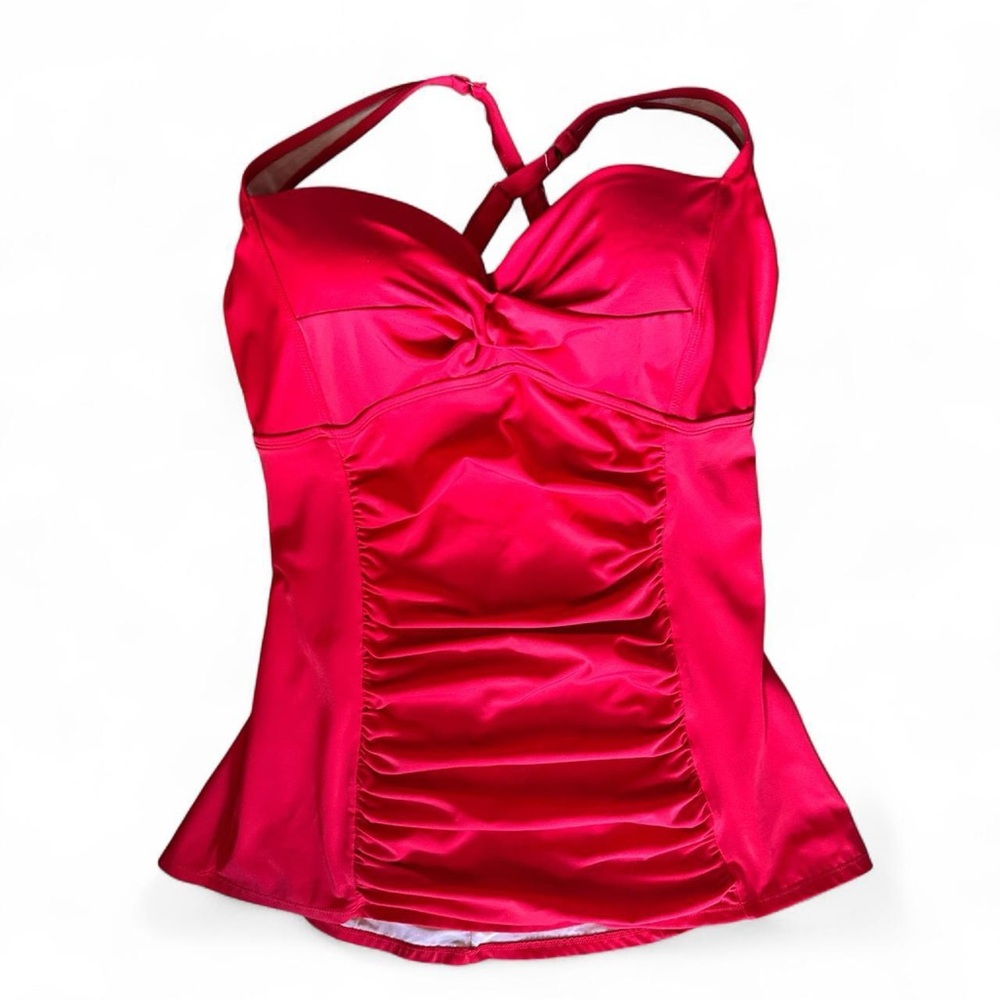 Red Ruched Swimsuit Top